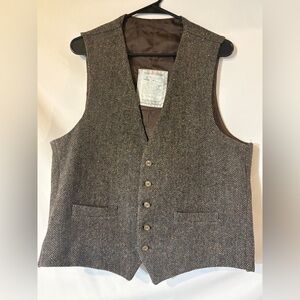 Vintage Handwoven Donegal Tweed Vest 100% Wool